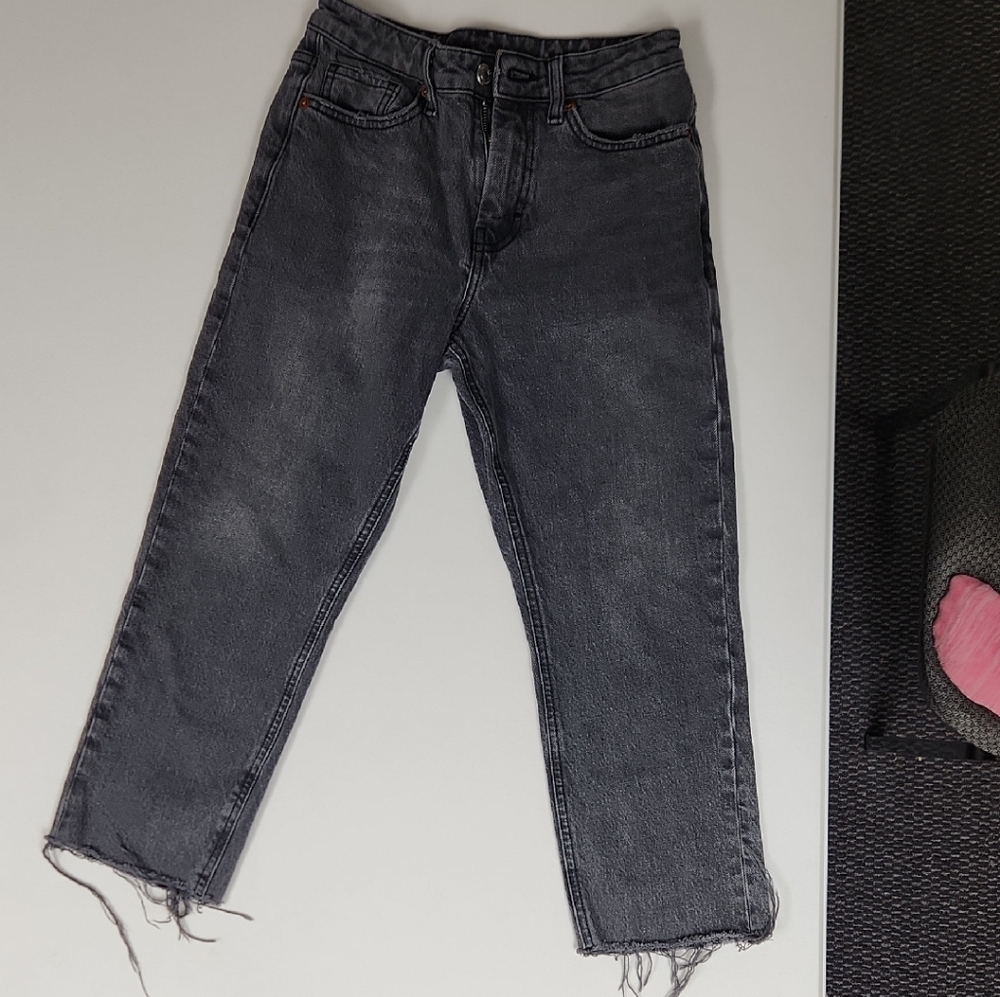 Topshop Men's Dark Gray Straight Jeans